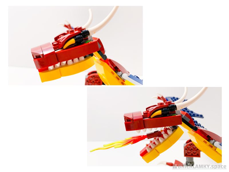 「レゴ クリエイター ファイヤー・ドラゴン 31102」のドラゴンの頭の動き