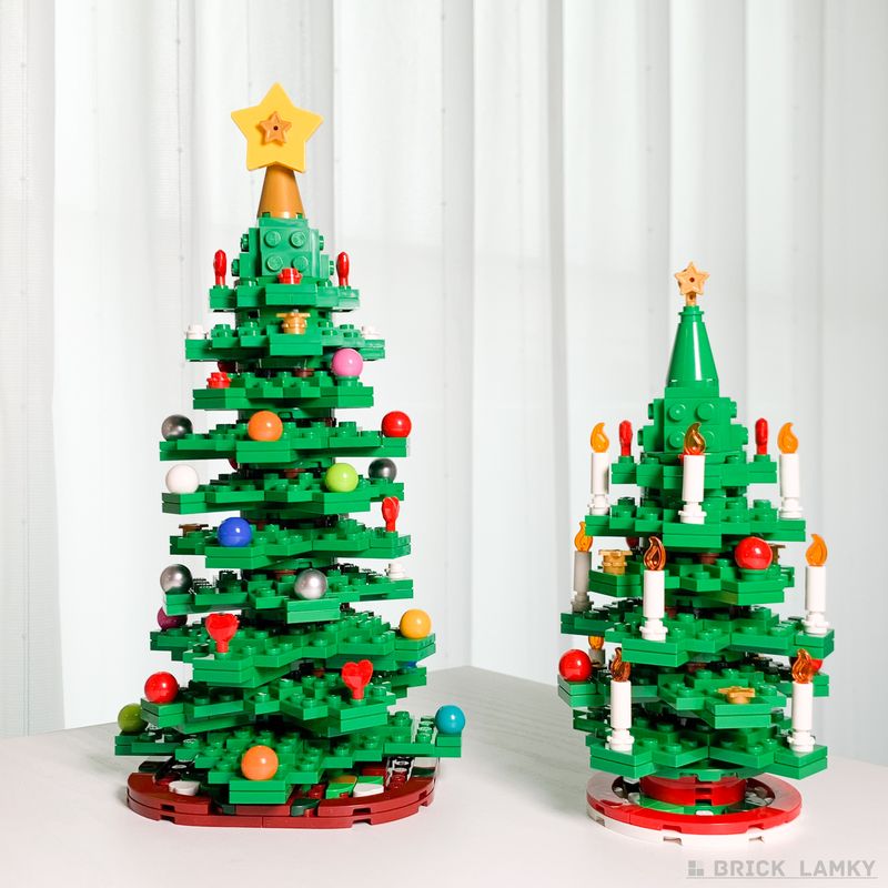 「レゴ クリスマスツリー 40573」の中サイズと小サイズのツリー
